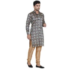 Veera Paridhaan Men's Ethnic Blue Jacquard Multi print  Sherwani Style Long  Straight Kurta - 0
