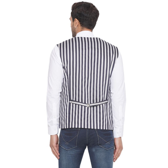Veera Paridhaan Cotton Poly Striped Waist Coat for Men