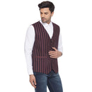Veera Paridhaan Cotton Poly Striped Waist Coat for Men-11