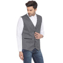 Veera Paridhaan Cotton Poly Striped Waist Coat for Men-7