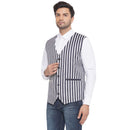 Veera Paridhaan Cotton Poly Striped Waist Coat for Men-20