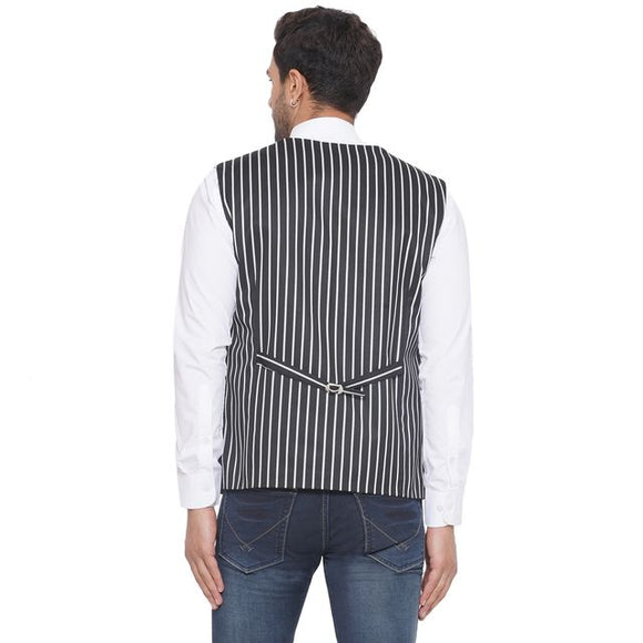 Veera Paridhaan Cotton Poly Striped Waist Coat for Men
