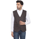 Veera Paridhaan Cotton Poly Striped Waist Coat for Men-1