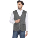 Veera Paridhaan Cotton Poly Striped Waist Coat for Men-15