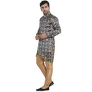 Veera Paridhaan Men's Ethnic Blue Multi print Side Button Long  Asymmetric  Kurta-5