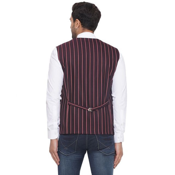 Veera Paridhaan Cotton Poly Striped Waist Coat for Men