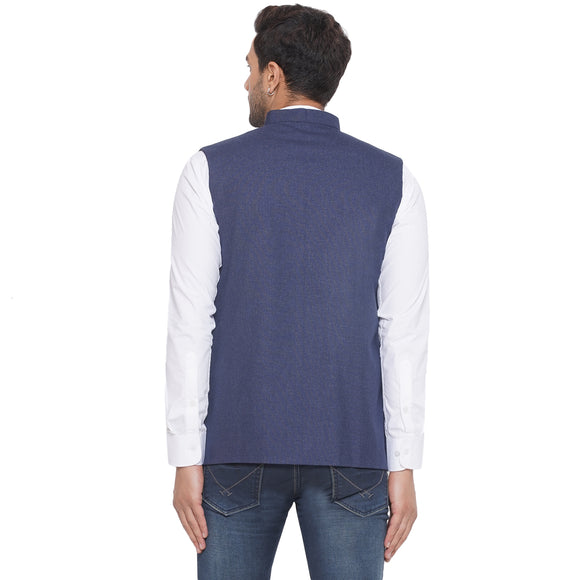 Veera Paridhaan Slub Solid Nehru Jacket for Men
