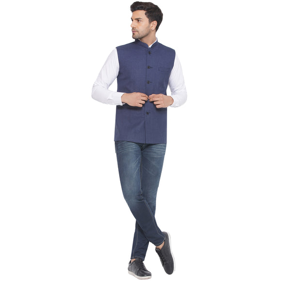 Veera Paridhaan Slub Solid Nehru Jacket for Men