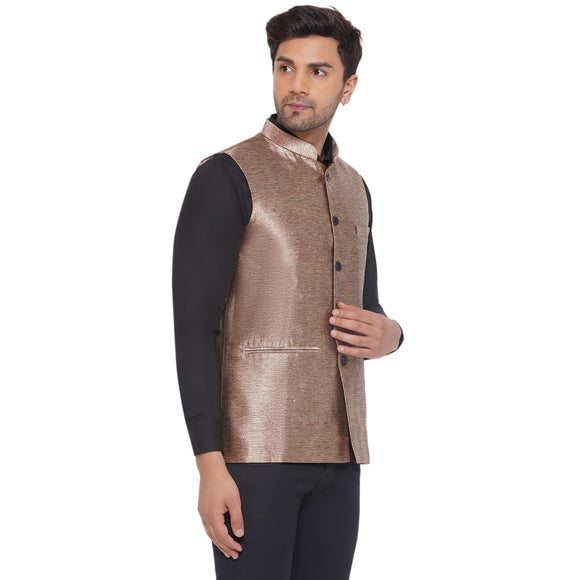 Veera Paridhaan Slub Solid Nehru Jacket for Men