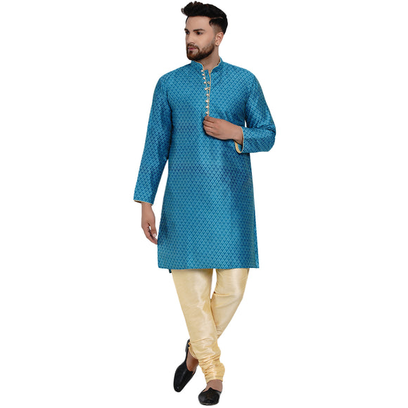 Veera Paridhaan Men's Ethnic Jacquard Full Sleeve Printed Long kurta Set