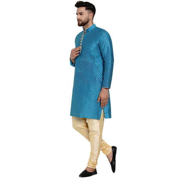 Veera Paridhaan Men's Ethnic Jacquard Full Sleeve Printed Long kurta Set