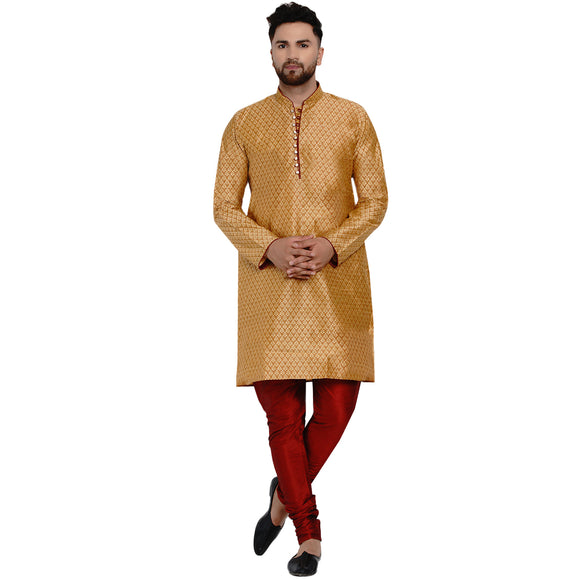 Veera Paridhaan Men's Ethnic Jacquard Full Sleeve Printed Long kurta Set