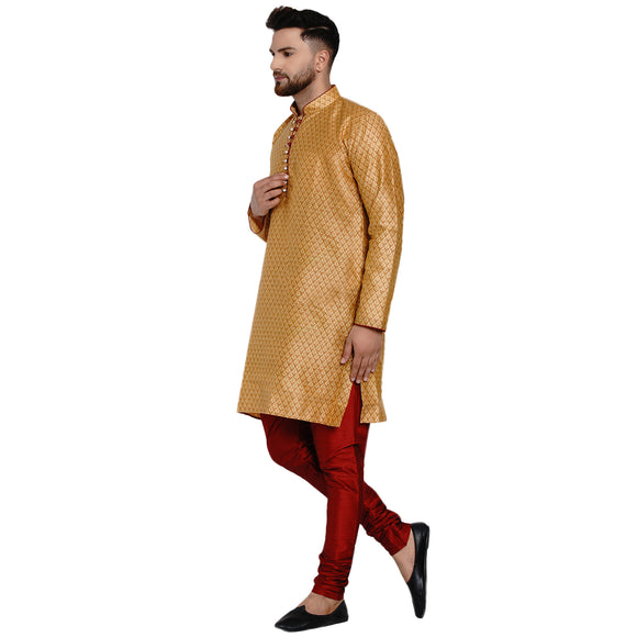 Veera Paridhaan Men's Ethnic Jacquard Full Sleeve Printed Long kurta Set
