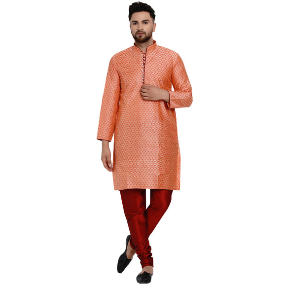 Veera Paridhaan Men's Ethnic Jacquard Full Sleeve Printed Long kurta Set