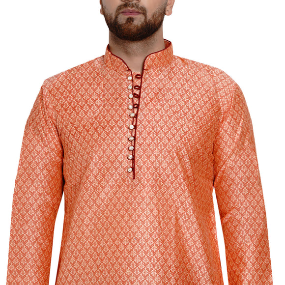 Veera Paridhaan Men's Ethnic Jacquard Full Sleeve Printed Long kurta Set