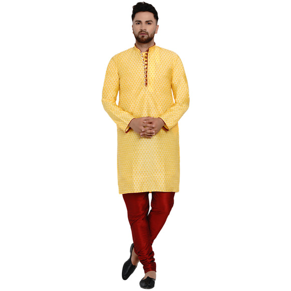 Veera Paridhaan Men's Ethnic Jacquard Full Sleeve Printed Long kurta Set