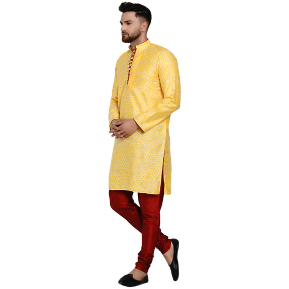 Veera Paridhaan Men's Ethnic Jacquard Full Sleeve Printed Long kurta Set
