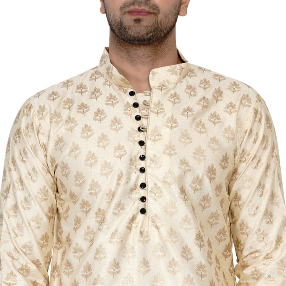 Veera Paridhaan Men's Banarasi Full Sleeve Printed long Straight kurta