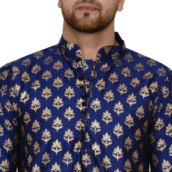 Veera Paridhaan Men's Banarasi Full Sleeve Printed long Straight kurta