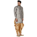 Veera Paridhaan Men's Banarasi Full Sleeve Printed long Straight kurta-21