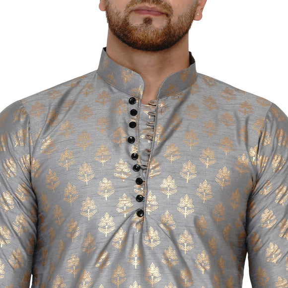 Veera Paridhaan Men's Banarasi Full Sleeve Printed long Straight kurta