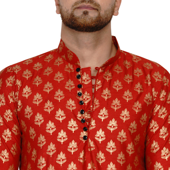 Veera Paridhaan Men's Banarasi Full Sleeve Printed long Straight kurta