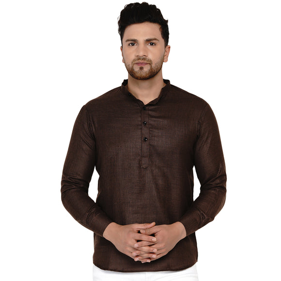 Veera Paridhaan Men's Cotton Khadi Full Sleeve Short kurta