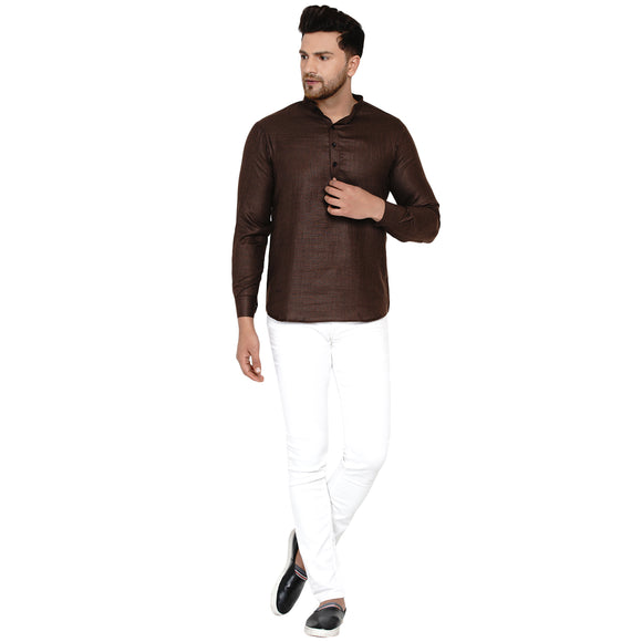 Veera Paridhaan Men's Cotton Khadi Full Sleeve Short kurta