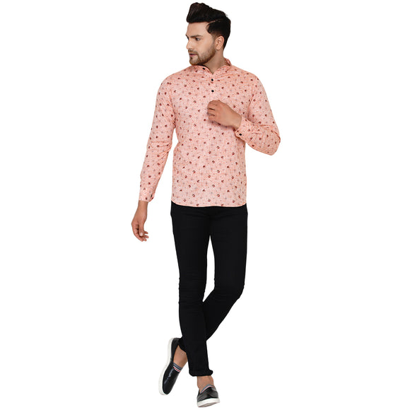 Veera Paridhaan Men's Cotton Printed Full Sleeve Short kurta