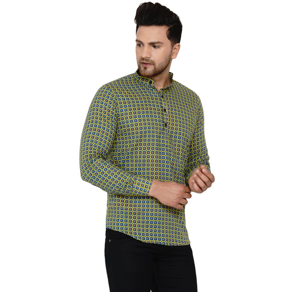 Veera Paridhaan Men's Cotton Sanganeri Printed Full Sleeve Short kurta