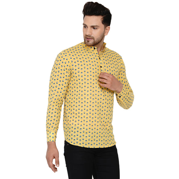 Veera Paridhaan Men's Cotton Sanganeri Printed Full Sleeve Short kurta