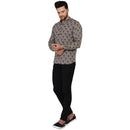 Veera Paridhaan Men's Cotton Sanganeri Printed Full Sleeve Short kurta-67