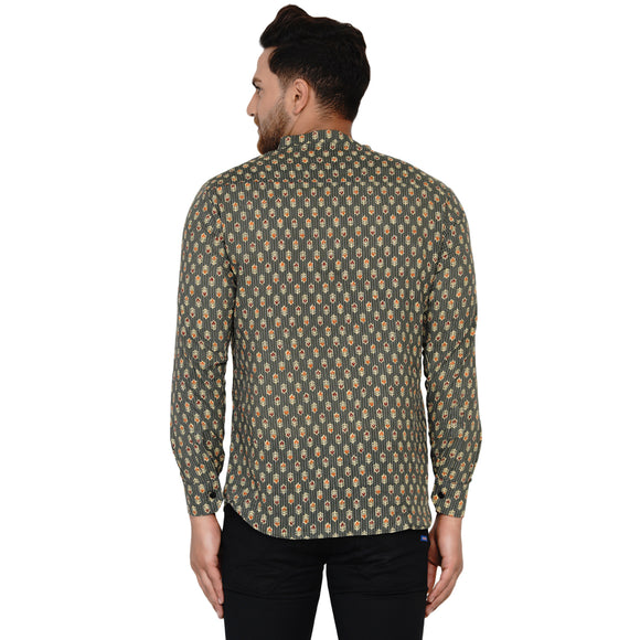Veera Paridhaan Men's Cotton Sanganeri Printed Full Sleeve Short kurta