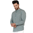 Veera Paridhaan Men's Cotton Sanganeri Printed Full Sleeve Short kurta-42