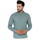 Veera Paridhaan Men's Cotton Sanganeri Printed Full Sleeve Short kurta-13
