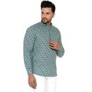 Veera Paridhaan Men's Cotton Sanganeri Printed Full Sleeve Short kurta-25