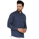 Veera Paridhaan Men's Cotton Sanganeri Printed Full Sleeve Short kurta-18