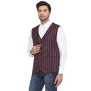 Veera Paridhaan Cotton Poly Striped Waist Coat for Men-12