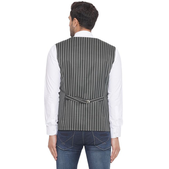 Veera Paridhaan Cotton Poly Striped Waist Coat for Men