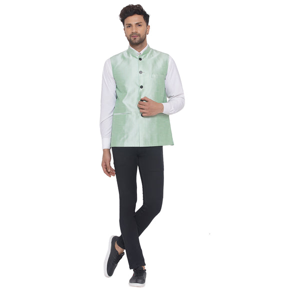 Veera Paridhaan Men's Plain Banarasi Nehru Jacket