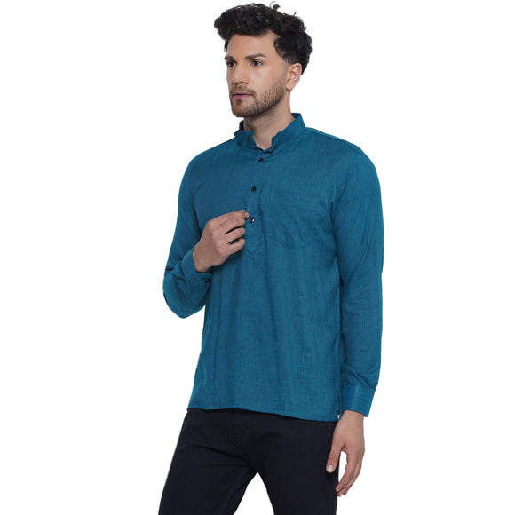 Veera Paridhaan Solid Rayon Full Sleeve Short Kurta for Men