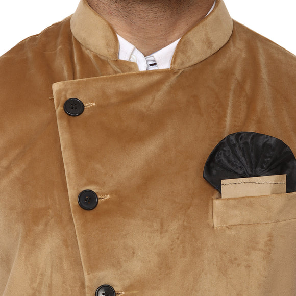 Veera Paridhaan Plain Chinese Collar Sleeveless Velvet Nehru Jacket