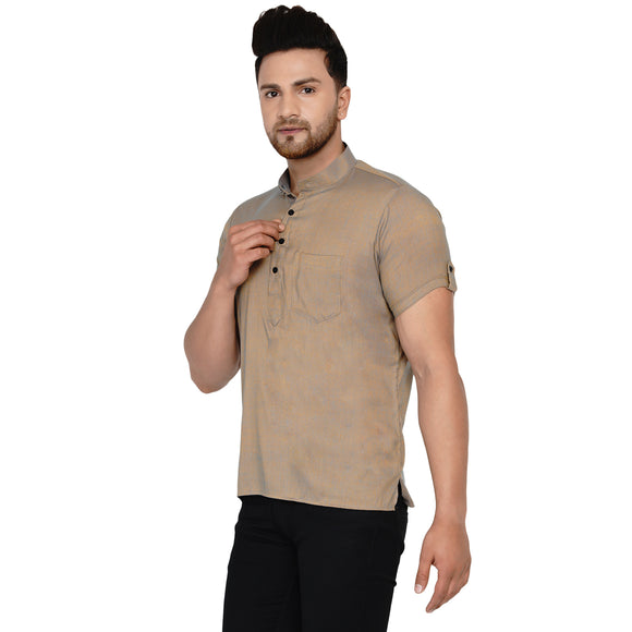 Veera Paridhaan Men's Rayon Half Sleeve Short kurta