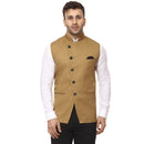 Veera Paridhaan Plain Chinese Collar Sleeveless Cotton Poly Nehru Jacket-5