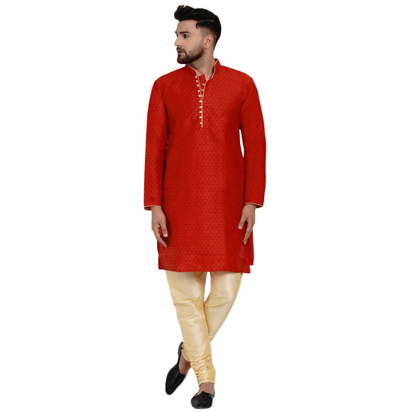 Veera Paridhaan Men's Ethnic Jacquard Full Sleeve Printed Long kurta Set