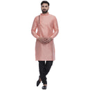 Veera Paridhaan Men's Ethnic Pink Jacquard Printed  Long  Straight Kurta-1
