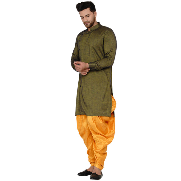 Veera Paridhaan Men's Rayon Side Pattern Full Sleeve long Straight kurta