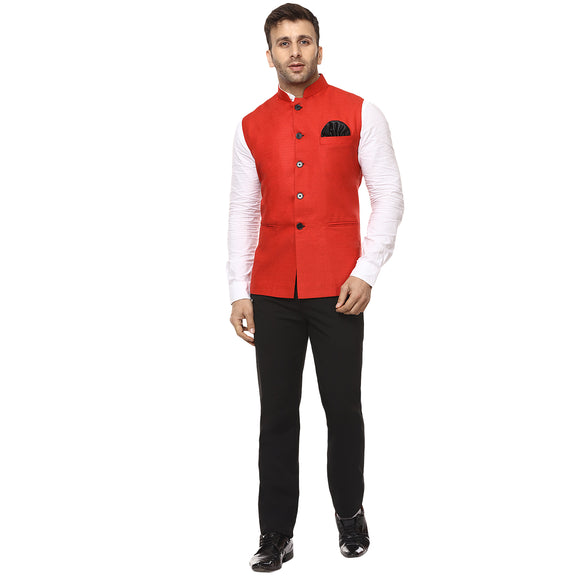 Veera Paridhaan Plain Chinese Collar Sleeveless Cotton Poly Nehru Jacket