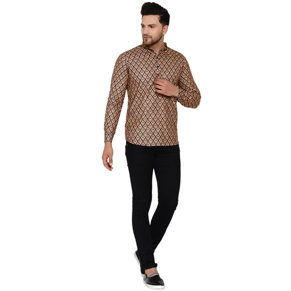 Veera Paridhaan Men's Cotton Printed Full Sleeve Short kurta