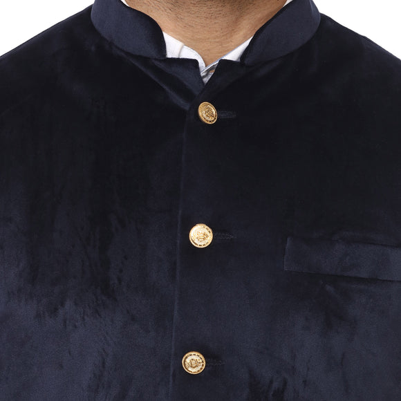 Veera Paridhaan Plain Chinese Collar Sleeveless Velvet Nehru Jacket